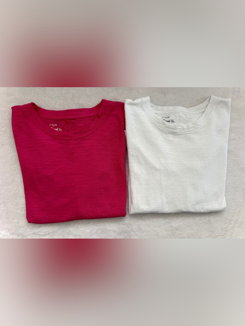 J.Crew Girlfriend Long-Sleeve Tee Shirts Lot of 2 - Pink & White